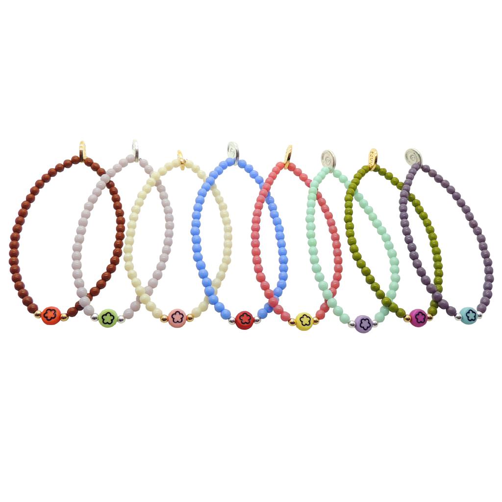Dana Levy Multicolour Mini Flower Symbol Charm Glass Bead Bracelet - Group Mix