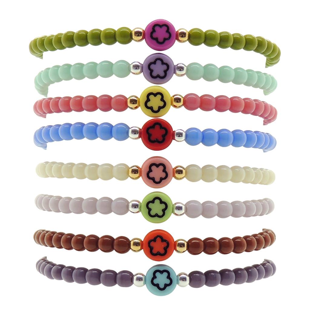 Dana Levy Multicolour Mini Flower Symbol Charm Glass Bead Bracelet - Multcolour Stack