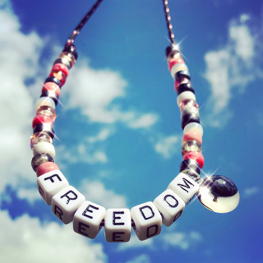 Dana Levy Maxi DIY Personalised Name Abacus Cord Necklace - Freedom Yin Yang Sky