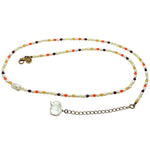 Dana Levy Freshwater Pearl Charm Multicolour Glass Crystal Bead Belly Chain - Antique Gold / Orange Red Spectrum