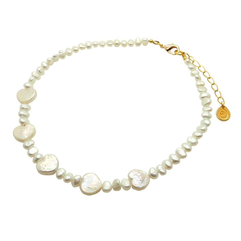 Dana Levy Freshwater Pearl Heart Choker - Gold Plate