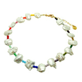 Dana Levy Freshwater Pearl Charm Rainbow Beaded Choker - Gold Plate