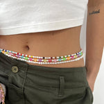 Dana Levy Multicolour Mini Smiley Charm Freshwater Pearl Belly Chain - Belly Chain Trio ThreadsGen