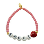Dana Levy Sweetheart Alphabet Charm Glass Bead Bracelet - Pink Single