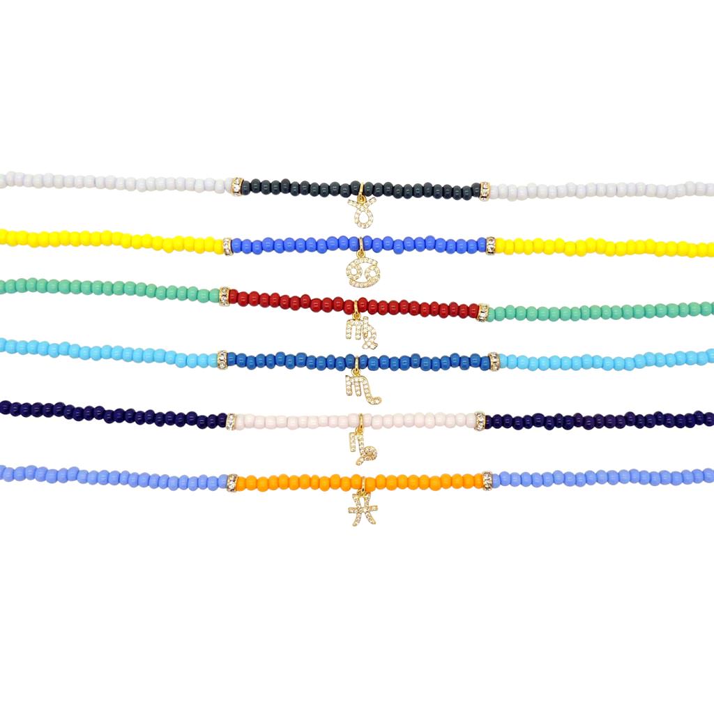 Dana Levy Mini Diamante Zodiac Symbol Charm Glass Bead Duo Choker - Detail