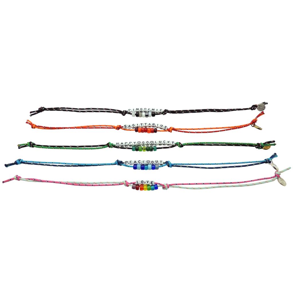 Dana Levy Mini Personalised Name Abacus Charm Cord Duo Bracelet - Group 