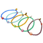 Dana LevyMulticolour Alef Bet Initial Evil Eye Charm Duo Faceted Glass Bead Bracelet - Group Multicolour