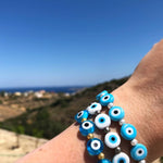 Dana Levy Glass Evil Eye Charm Bracelet - Turquoise Trio Syros