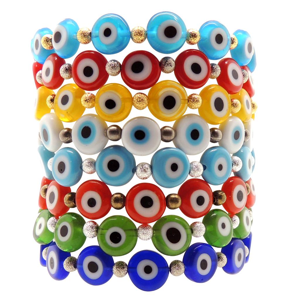 Dana Levy Glass Evil Eye Charm Bracelet - Group Stack
