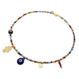 Dana Levy 5 Lucky Charms Balagan Glass Bead Necklace - Gold Plate