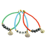 Dana Levy Bombshell Alphabet Charm Glass Bead Bracelet - Gold Trio