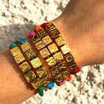 Dana Levy Spell It Out Personalised Alphabet Cube Nautical Cord Bracelet - Stack Close Up 