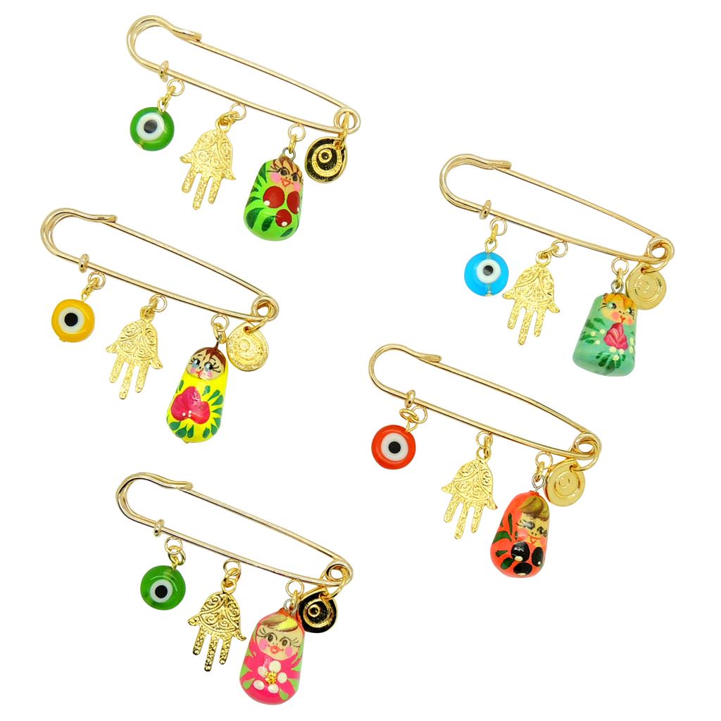 Dana Levy Matryoshka Russian Doll Amulet Brooch - Gold Group