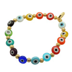 Dana Levy Mini Rainbow Spectrum Glass Evil Eye Charm Bracelet - Gold Plate