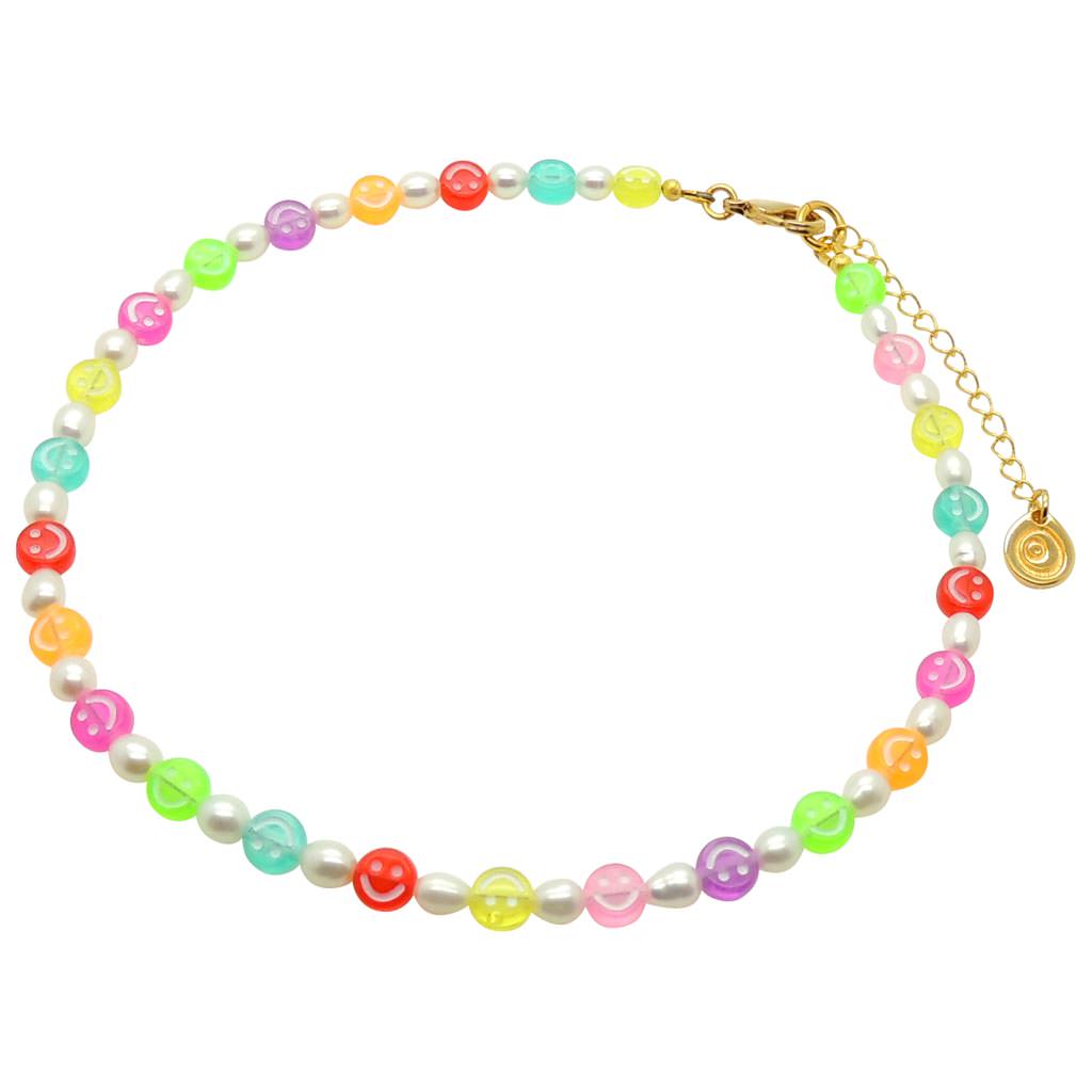 Dana Levy Multicolour Mini Smiley Charm Freshwater Pearl Choker - Gold Plate