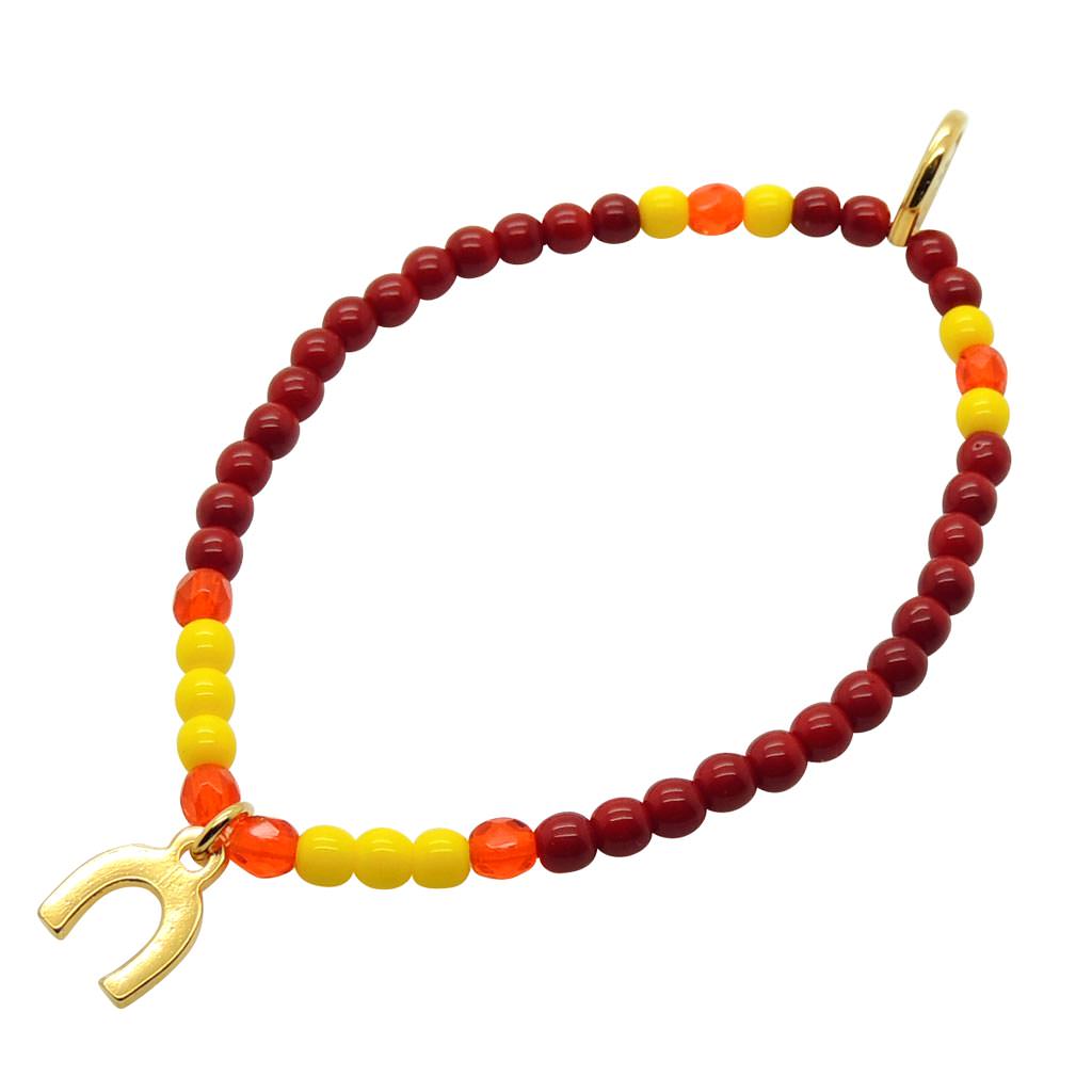 Dana Levy Mini Horseshoe Charm Two Tone Glass Bead Mix Bracelet - Gold Plate / Red / Yellow / Sun Orange
