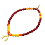 Dana Levy Mini Horseshoe Charm Two Tone Glass Bead Mix Bracelet - Gold Plate / Red / Yellow / Sun Orange