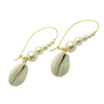 Dana Levy Cowrie Shell Charm Pearl Hoop Earrings - Gold Plate