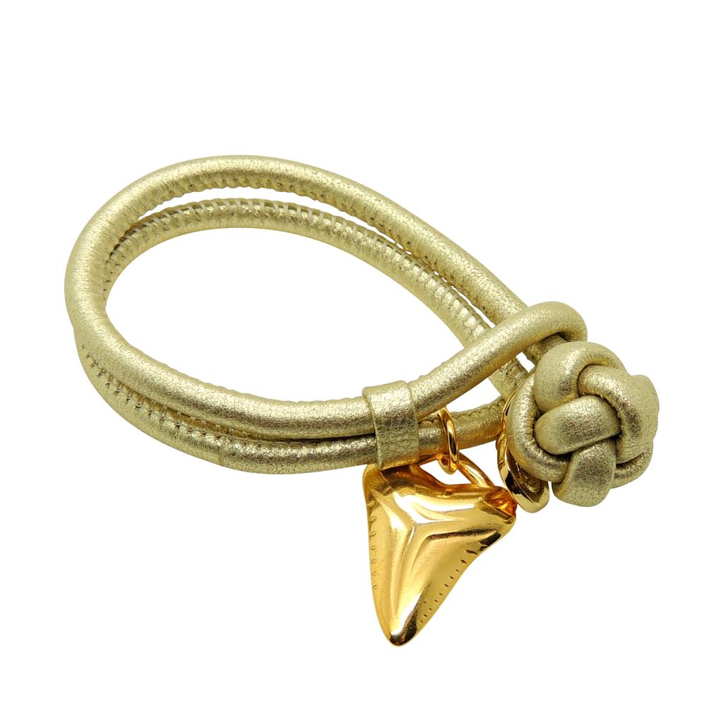 Dana Levy Shark Tooth Charm Metallic Leather Cord Bracelet - Gold