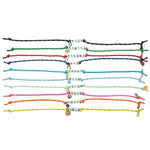 Dana Levy Personalised Alef Bet Hebrew Name Lucky Charm Nautical Cord Bracelet - Group Multicolour
