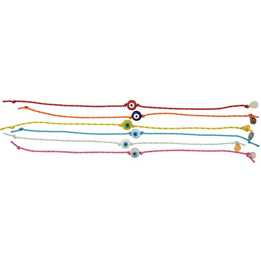 Dana Levy Ceramic Evil Eye Charm Nautical Cord Bracelet - Group Flatlay