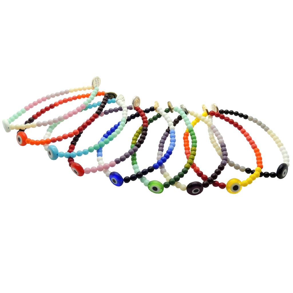 Dana Levy Evil Eye Charm Colour Wheel Glass Bead Bracelet - Group