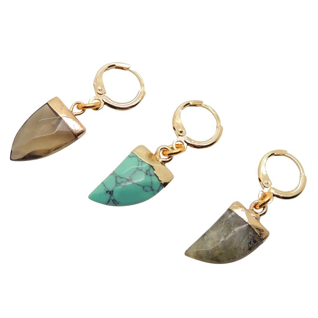 Dana Levy Gemstone Tooth Amulet Huggie Earring - Group Trio