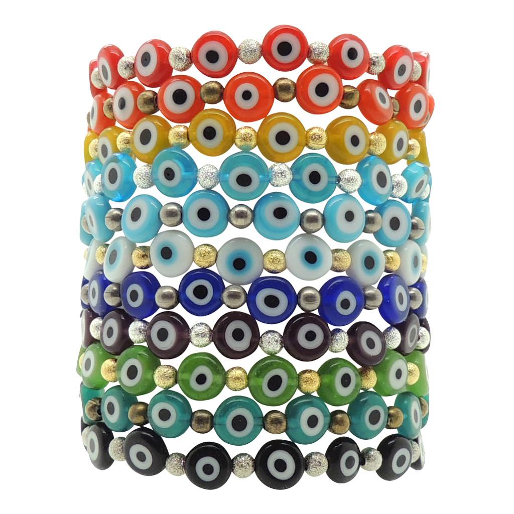 Dana Levy Mini Glass Evil Eye Charm Bracelet - Group Stack