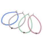Dana Levy Mini Heart Charm Glass Bead Bracelet - Shiny Silver Pastel Colours Group