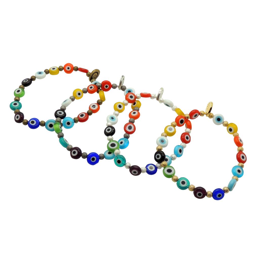 Dana Levy Mini Rainbow Spectrum Glass Evil Eye Charm Bracelet - Group 