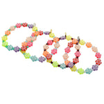 Dana Levy Rainbow Smiley Flower Charm Faceted Glass Bead Bracelet - Emerald / Sky Blue / Ruby / Lilac