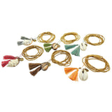 Dana Levy Cowrie Shell Beaded Tassel Duo Necklace - Group Flatlay