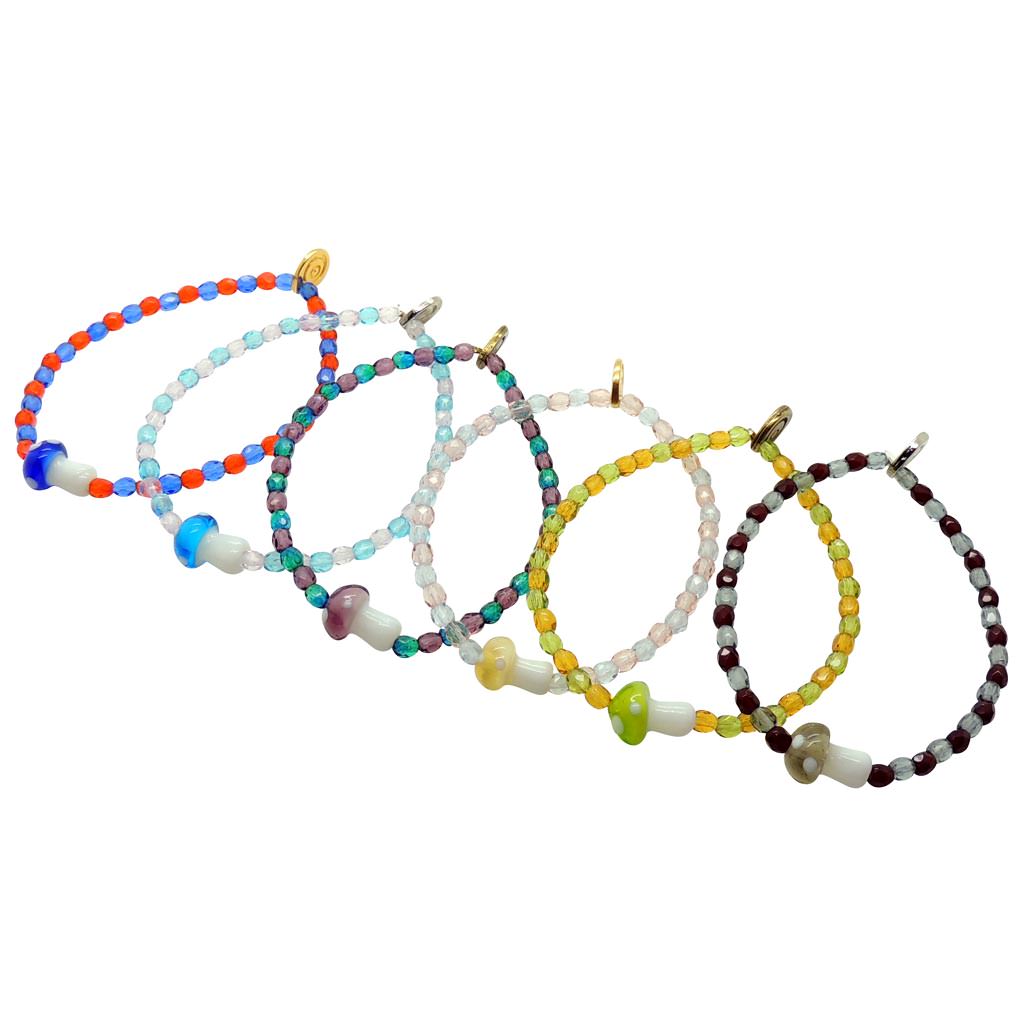 Dana Levy Toadstool Charm Faceted Glass Bead Bracelet - Group