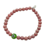 Dana Levy Round Multicolour Evil Eye Charm Gemstone Bracelet - Green Evil Eye / Rhodonite