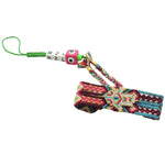 Dana Levy Personalised Initial Lucky Charm Beaded Maxi Friendship Phone Strap - Gold White Hamsa on Blue/Green/Bordeaux Mix Strap