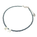 Dana Levy Mother of Pearl Shell Alphabet Letter Duo Faceted Glass Bead Choker - EH Grey Antique Silver