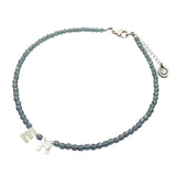 Dana Levy Mother of Pearl Shell Alphabet Letter Duo Faceted Glass Bead Choker - EH Grey Antique Silver