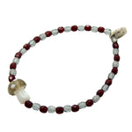 Dana Levy Toadstool Charm Faceted Glass Bead Bracelet - Translucent Grey Toadstool / Ruby & Grey Faceted Glass Beads