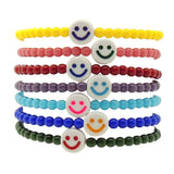Dana Levy Maxi Opaque Smiley Charm Glass Bead Bracelet - Group Stack