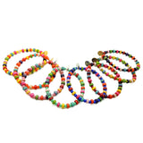 Dana Levy Multicolour Howlite and Glass Bead Mix Bracelet - Group Flatlay