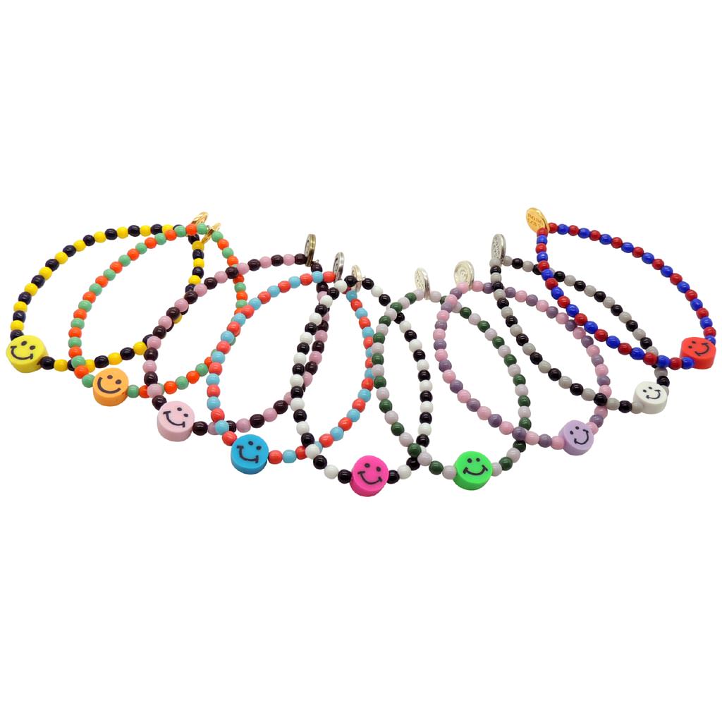 Dana Levy Multicolour Smiley Face Charm Dotty Glass Bead Bracelet - Group Layout