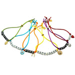 Dana Levy Personalised Name Alphabet Cube Charm Satin Cord Bracelet - Group Various