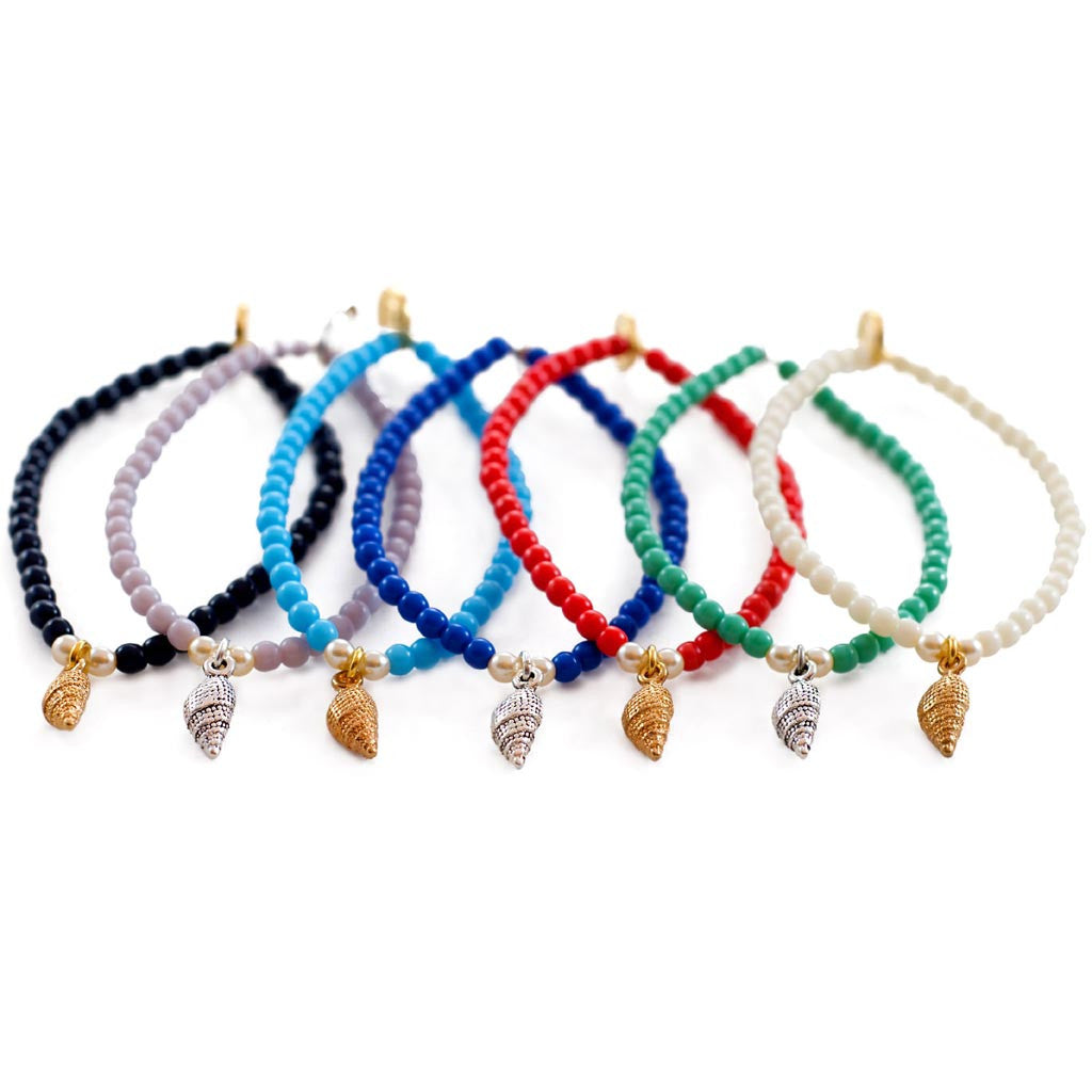 Dana Levy Nautilus Sea Shell Glass Bead Bracelet - Group