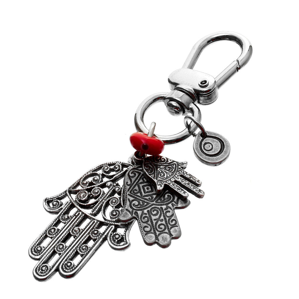 Dana Levy Hamsa Hand Trio Bag Charm - Ant. Silver