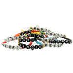 Dana Levy Happy Holidays Glass Bead Bracelets Messy Pile White & Black
