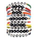 Dana Levy Happy Holidays Glass Bead Bracelets Pile White & Black