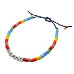 Dana Levy Make a Wish Rainbow Glass Bead Nautical Cord Necklace - Happy / Navy Cord 