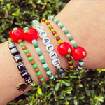 Dana Levy Personalised Name Alphabet Cube Charm Satin Cord Bracelet - Health Wrist Stack