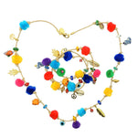 Dana Levy Rainbow Pompom Lucky Charms Leather Cord Bracelet - Heart