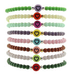 Dana LevyMulticolour Mini Heart Symbol Charm Glass Bead Bracelet - Group Stack